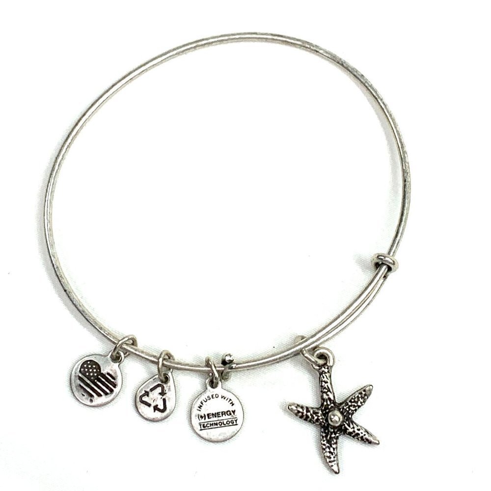 Alex and Ani Starfish Charm Bracelet Silver Finish - Expands 2"- 3.5"